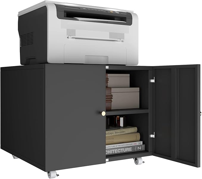 Printer Stands with Storage, Lateral Filing Cabinet for Home Office, Desk Organizers for Home Workspace, Lockable Wheels for Home Office, Scanner, Fax, Computer