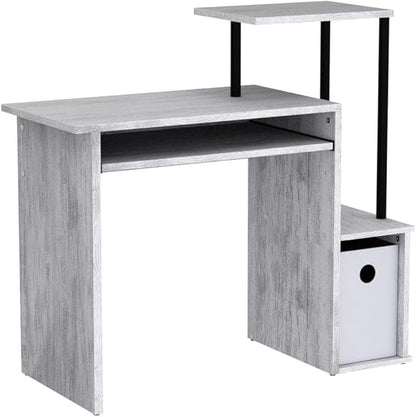 Acme Lyphre Wooden Top Computer Desk in Antique White and Black