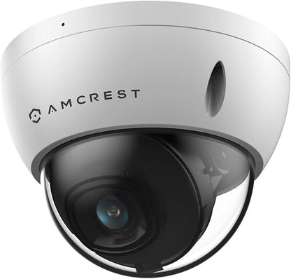 Amcrest UltraHD 4K (8MP) Outdoor Security POE IP Camera, 3840x2160, 98ft NightVision, 2.8mm Lens, IP67 Weatherproof, IK10 Vandal Resistant Dome, MicroSD Recording, White (IP8M-2493EW)