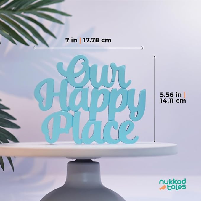 NUKKAD TALES Our Happy Place – Blue, Aesthetic Table Decor for Home or Office, Desk or Shelf. Quirky Room Decoration showpiece, Ideal for Birthday Gift, Corporate Gift, and Inspiring Wall Decor