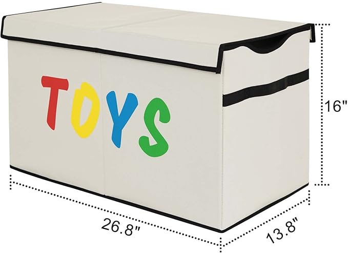 VICTOR'S Kids Toy Box Chest - Extra Large Lightweight Collapsible Toy Storage Organizer Boxes Bins Baskets for Kids, Boys, Girls, Nursery Room, Playroom, Closet (Beige)