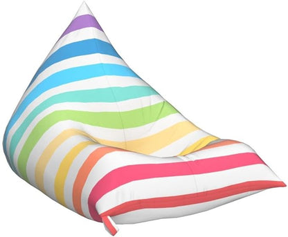 Stuffed Animal Storage Bean Bag Chair Cover Organizer Extra Large Beanbag Stuffed Animal Holder Canvas Stuff Animal Storage Sleeping Storage Bean Bag Chair Without Filling for Kids (Rainbow Style)