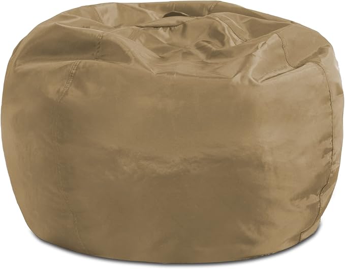 Posh Creations Structured Comfy Bean Bag Chair for Gaming, Reading, and Watching TV, 100in Round Classic Bean Bag, Microsuede - Camel