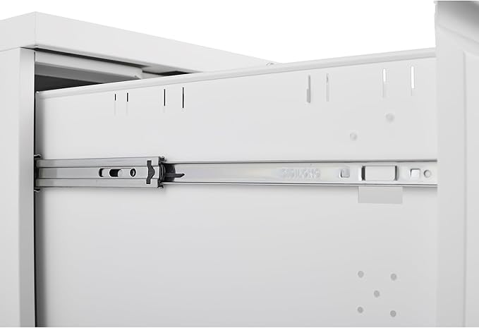 2 Drawer Mobile Lock and Casters,Pre-Assembled Metal Office Storage Filing Cabinets w/Anti-Dumping Fifth Round,for Letter/Legal/A4 Size,White