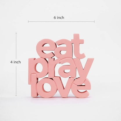 NUKKAD TALES Eat Pray Love Peach Aesthetic Table Decor – Perfect for Home or Office Desk, Shelf, Birthdays, Corporate Gifts, and Inspirational Wall Decor
