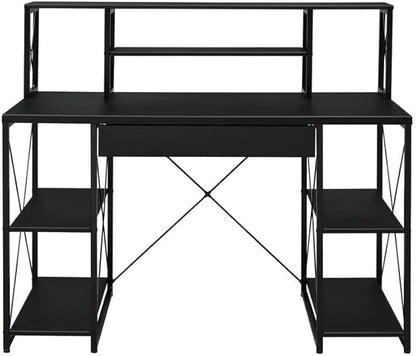 Acme Amiel Wooden 1-Drawer Writing Desk with Small Hutch in Black