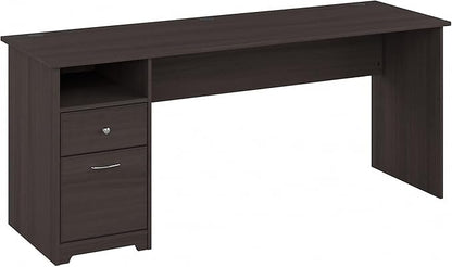 Bush Furniture Cabot Desks for Home Office with Storage and Chrome Hardware | Elegant Computer Table with Drawers, 72W, Heather Gray
