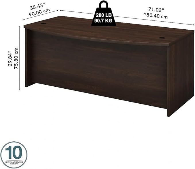 Bush Business Furniture Studio C 72-inch W Bow Front Computer Desk, Black Walnut (SCD172BW)