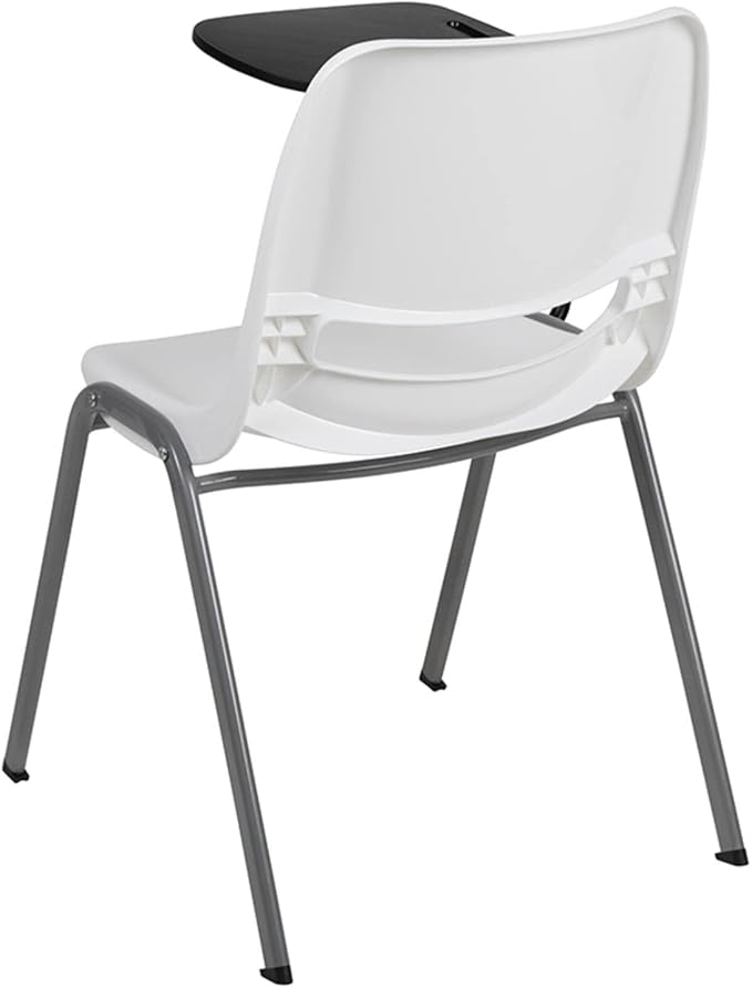 Flash Furniture HERCULES White Ergonomic Shell Chair with Right Handed Flip-Up Tablet Arm