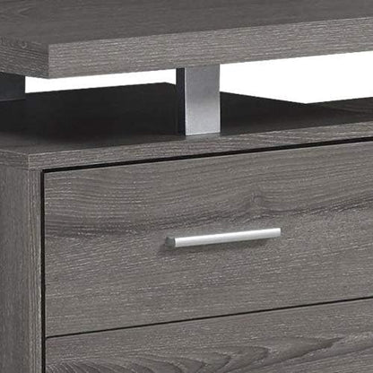 Monarch Specialties Dark Taupe Reclaimed-Look/Silver Metal Office Desk, 60-Inch
