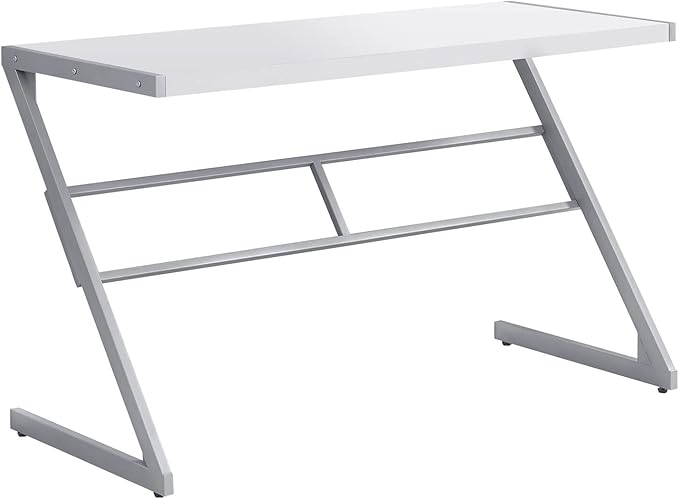 Monarch Specialties Simple Modern Study Laptop Table for Home & Office Computer Desk-Z-Shaped Metal Leg, 48" L, White