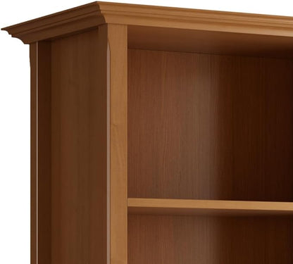 SIMPLIHOME Amherst SOLID WOOD 30 Inch Transitional 5 Shelf Bookcase in Light Golden Brown, For the Living Room, Study Room and Office