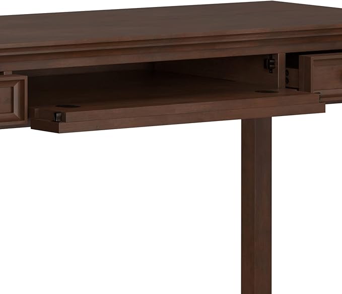 SIMPLIHOME Amherst SOLID WOOD Transitional 54 Inch Wide Desk in Russet Brown, For the Office Desk, Writing Table, Workstation and Study Table