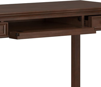SIMPLIHOME Amherst SOLID WOOD Transitional 54 Inch Wide Desk in Russet Brown, For the Office Desk, Writing Table, Workstation and Study Table
