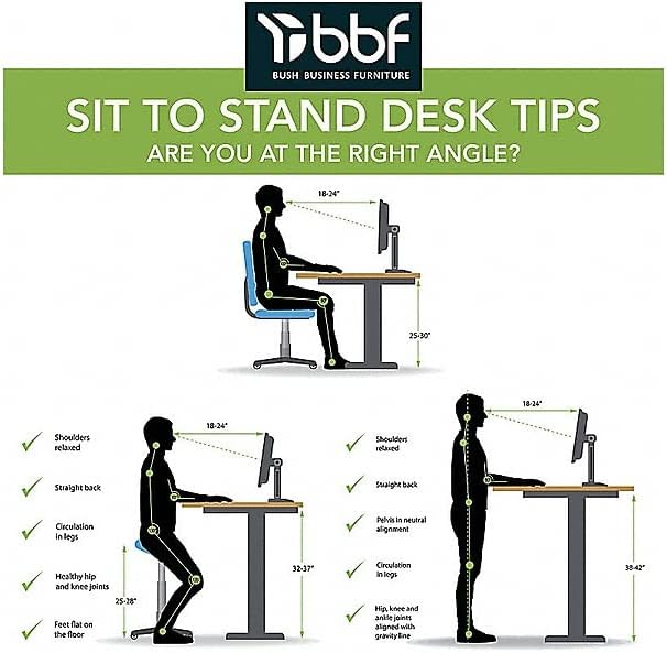 Bush Business Furniture M6S6030MHSK Move 60 27-Inch -48-Inch Adjustable Desk, Modern Hickory/Cool Gray Metallic