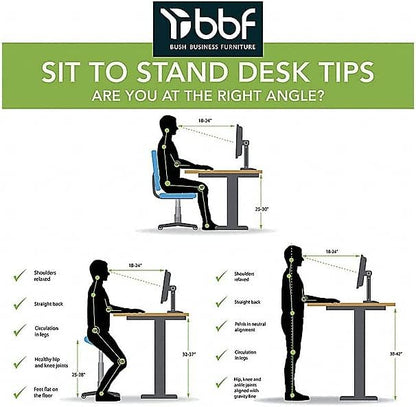 Bush Business Furniture M6S6030MHSK Move 60 27-Inch -48-Inch Adjustable Desk, Modern Hickory/Cool Gray Metallic