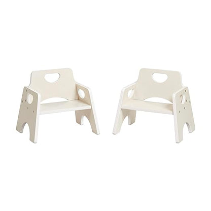 ECR4Kids Stackable Wooden Toddler Chair, 6in, Kids Furniture, White Wash, 2-Pack