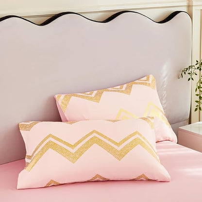7PCS Rose Gold and Pink Bedding Set,Pink Comforter Set Full Size,Rose Gold Bedding Set Full,Bed in A Bag Full for Teen Girls Women,Bedroom Decoration Full Pink/Rose Gold