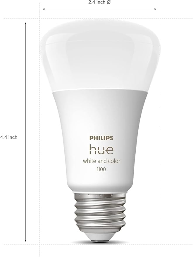 Philips Hue Smart Light Starter Kit - Includes (1) Bridge and (4) 75W A19 E26 LED Smart White and Color Ambiance Bulbs - Control with App - Compatible with Alexa, Google Assistant, and Apple HomeKit