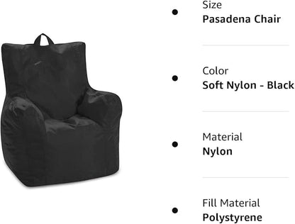 Posh Creations Bean Bag Structured Seat for Toddlers and Kids, Comfy Chair for Children, Pasadena, Black