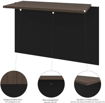Bestar Connexion Desk Bridge, 40W, Antigua & Black