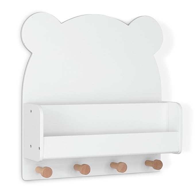Delta Children babyGap Tate 4-in-1 Convertible Crib + Brannan Bear Bookcase with Bins + Brannan Bear Wall Shelf with 4 Hooks, Bianca White/Natural (Bundle)
