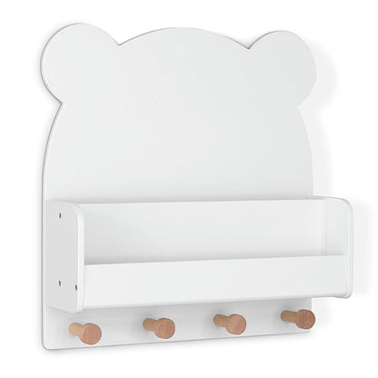 Delta Children babyGap Tate 4-in-1 Convertible Crib + Brannan Bear Bookcase with Bins + Brannan Bear Wall Shelf with 4 Hooks, Bianca White/Natural (Bundle)