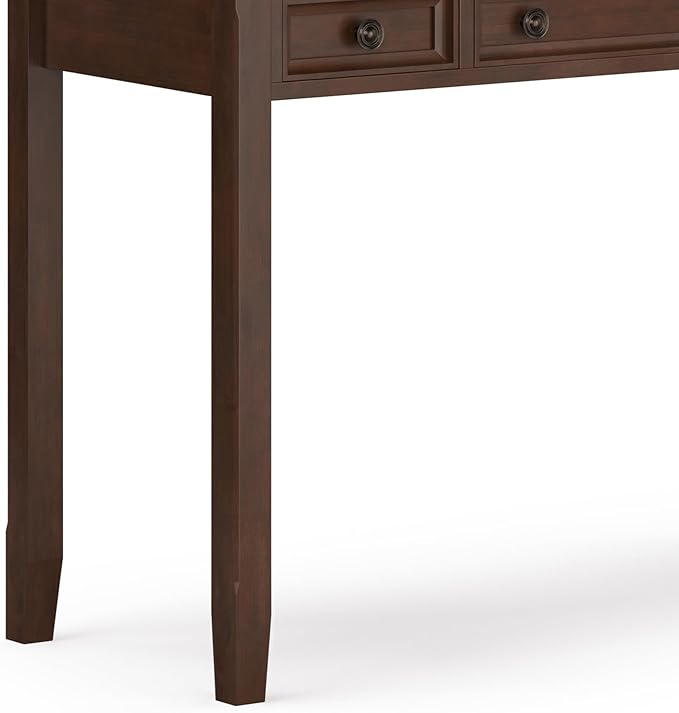 SIMPLIHOME Amherst SOLID WOOD Transitional 54 Inch Wide Desk in Russet Brown, For the Office Desk, Writing Table, Workstation and Study Table