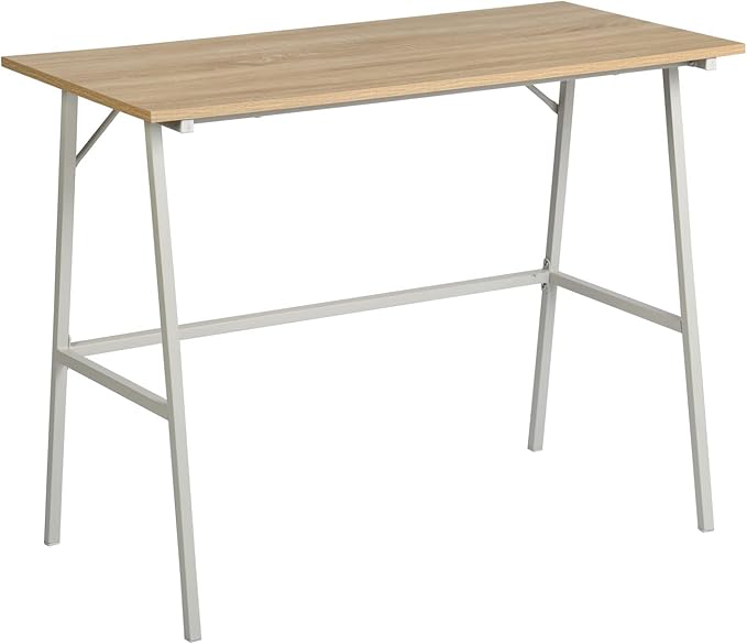 FurnitureR Home Office Computer Desk, Compact Writing Desk Study Desk with Metal Frame for Apartment, Dorm, Bedroom, Small Space (39.4 Inch, Brown)