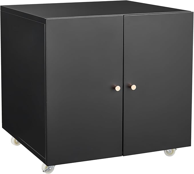 23.62" Metal Office Copier 2 Door and 360 ° Universal Wheel,Mobile Lateral Filing Cabinets w/Aluminum Alloy Handle,Rolling Printer Stand for Legal/Letter/A4,Black