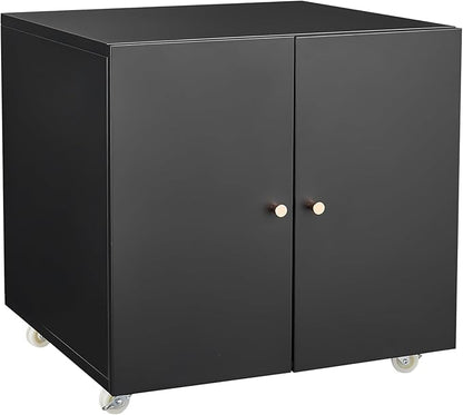 23.62" Metal Office Copier 2 Door and 360 ° Universal Wheel,Mobile Lateral Filing Cabinets w/Aluminum Alloy Handle,Rolling Printer Stand for Legal/Letter/A4,Black
