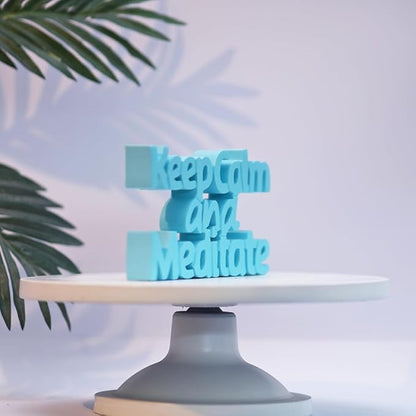 NUKKAD TALES Keep Calm and Meditate Blue Aesthetic Table Decor - Ideal for Home or Office Desk, Shelf. Quirky Room Decoration Showpiece, Birthdays, Corporate Gifts, Inspirational Wall Decor.