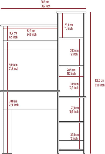 NicBex Laik-DW-00074-DX Desks, 38.7" W x 17.8" D x 63.9" H, Smokey Oak