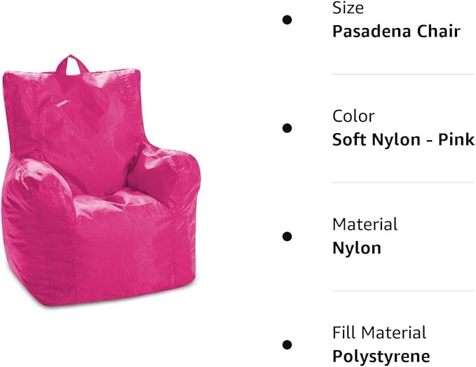 Posh Creations Bean Bag Structured Seat for Toddlers and Kids, Comfy Chair for Children, Pasadena, Pink