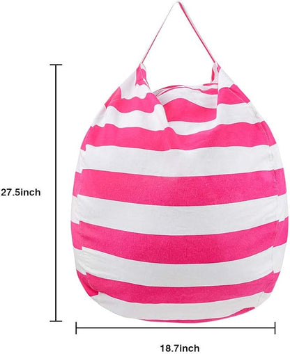 27Inch Stuffed Animal Storage Bean Bag Chairs for Kids, stuff and sit storage bean bag cover for organizing boys and girls Plush Toy Gift Christmas Gift for Kids—Pink