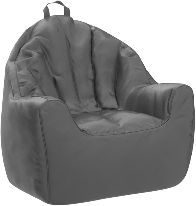 Posh Creations Structured Comfy Seat for Playrooms and Bedrooms, Large Bean Bag Chair, Malibu Lounge, Charcoal Gray