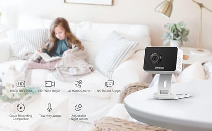 Zmodo 1080p 3pack Mini WiFi Camera, Two-Way Audio, Video Baby Monitor, Black with White, 3 Count (Pack of 1) (ZM-SH75D001-WA-3)