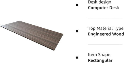 Kaboon Universal Tabletop 55"x27.5", Solid One-Piece Melamine Table Top, Double Desk L-Desk DIY, Home and Office Countertop,Eucalyptus/Dark Walnut