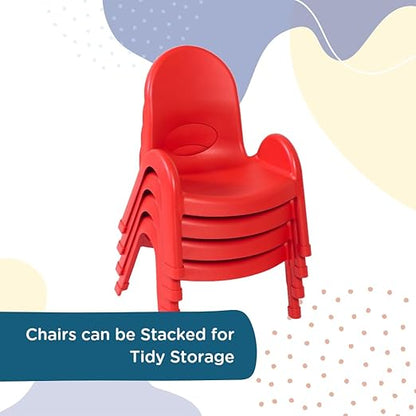 Children's Factory Angeles Value Stack Kids Chair, Preschool/Homeschool/Daycare Furniture, Flexible Seating Classroom Furniture for Toddlers, Red, 5" (AB7705PR)