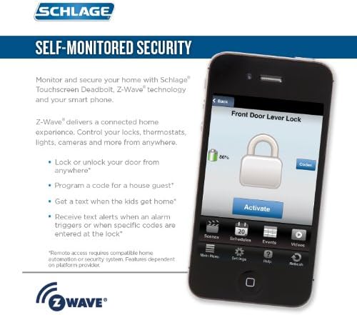SCHLAGE Connect Century Touchscreen Deadbolt with Built-In Alarm and Handleset Grip with Latitude Lever, Satin Nickel, FE469NX LAT 619 CEN