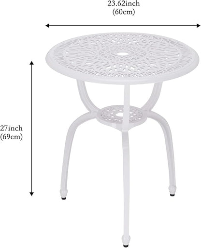 3 Piece Bistro Set,Outdoor Patio Set,Anti-Rust Cast Aluminum Bistro Table Set for Park Yard Front Porch Furniture(New White)…