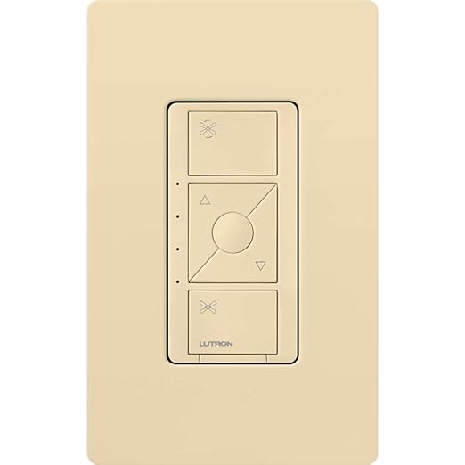 Lutron Caseta Smart Fan Speed Control Switch (Lutron Smart Hub Required), Single-Pole, PD-FSQN-IV, Ivory