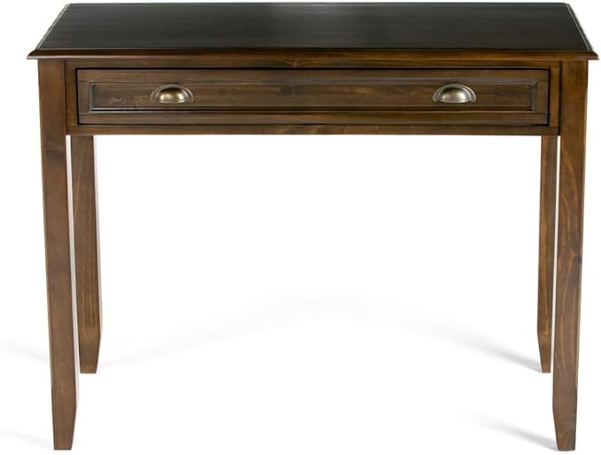 SIMPLIHOME Burlington SOLID WOOD 42 inch Wide Home Office Desk, Writing Table, Workstation, Study Table Furniture in Mahogany Brown with 1 Drawer