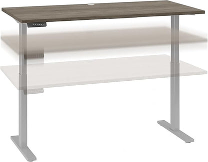 Bush Business Furniture M6S6030MHSK Move 60 27-Inch -48-Inch Adjustable Desk, Modern Hickory/Cool Gray Metallic