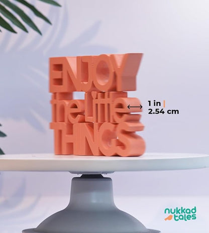 Enjoy The little things - Pink Table Decor: Perfect for Home, Office, Desk, or Shelf. Quirky Room Decoration Showpiece for Birthday, Corporate Gifts, and Inspiring Wall Decor.
