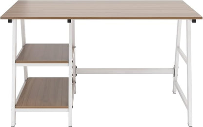 sogesfurniture 47 inches Writing Computer Desk, Trestle Desk Study Desk, Laptop PC Desk, Workstation with Storage Shelf, Home Office Desk Sturdy Table Study Table,Oak BHUS-CS-Tplus-120OK