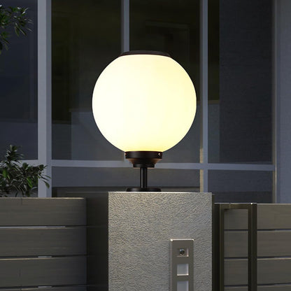 Solar Outdoor Column Lights - Aluminum Fence Pedestal Post Lamp Outdoor Vintage LED Globe Pillar Lights, IP65 Waterproof External Landscape Street Lighting Fixtures