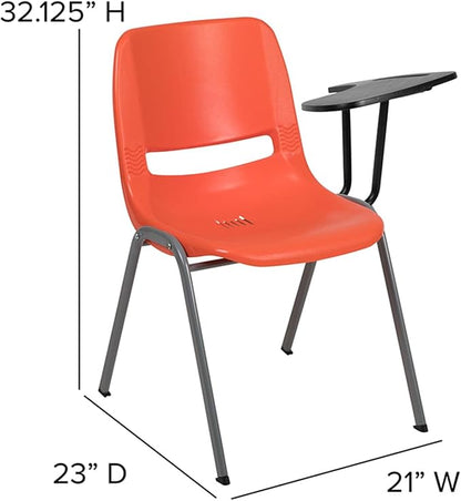 Flash Furniture Orange Ergonomic Shell Chair with Left Handed Flip-Up Tablet Arm