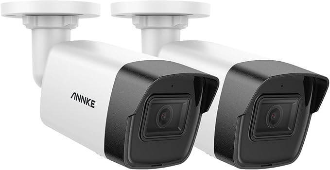 ANNKE 2 Pack 5MP PoE Bullet Security Cameras with Mic/Audio, Outdoor IP Cameras with 2.8mm Lens Wide Angle, 100ft Color Night Vision, IP67 Waterproof, RTSP, 5MP@20fps, Up to 256GB Micro SD Card- C500