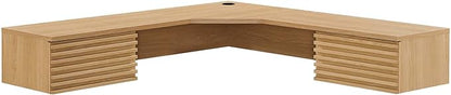 Modway Render 60" Mid-Century Modern Wall-Mount Corner Office Desk in Oak